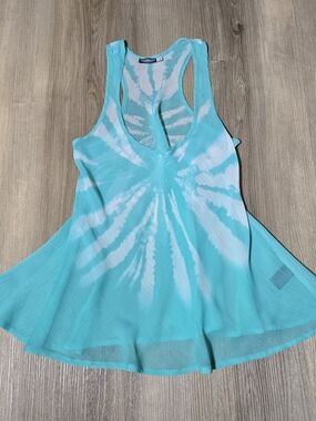 EARTHBOUND Aqua & White Tie-Dye Racerback Tank